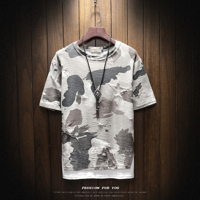 Masculini Tshirt Military broken T shirt